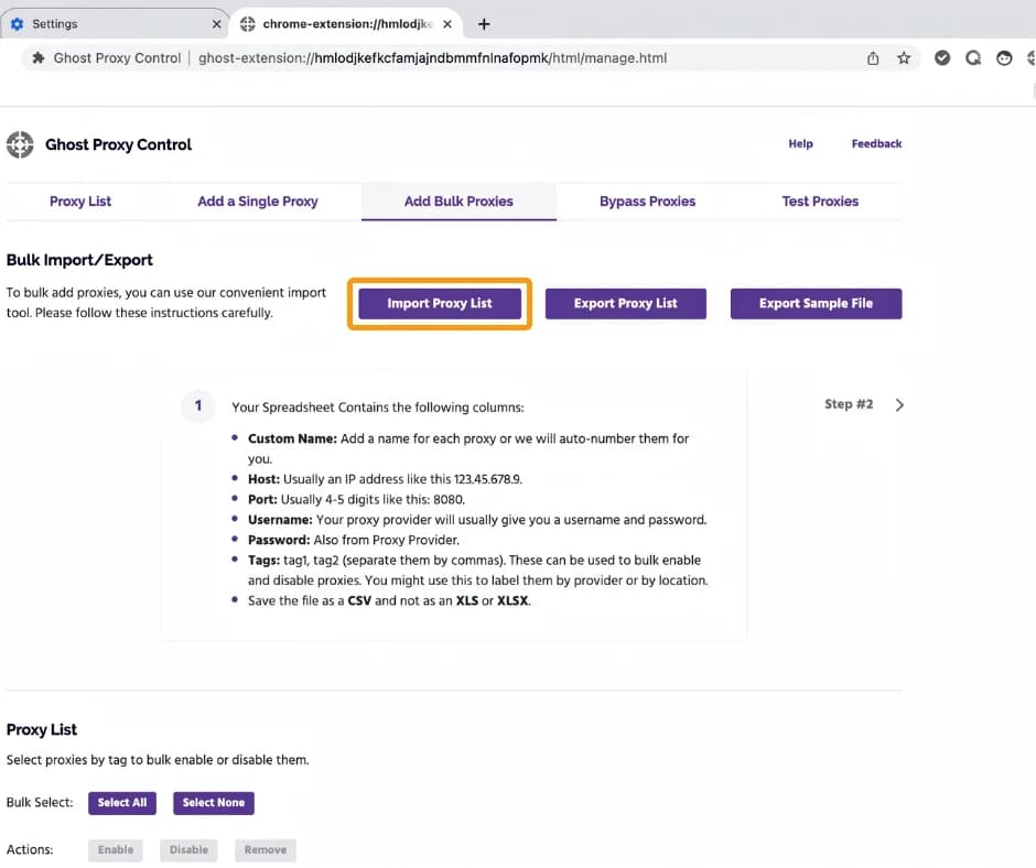 Налаштування проксі-серверів у Ghost Browser